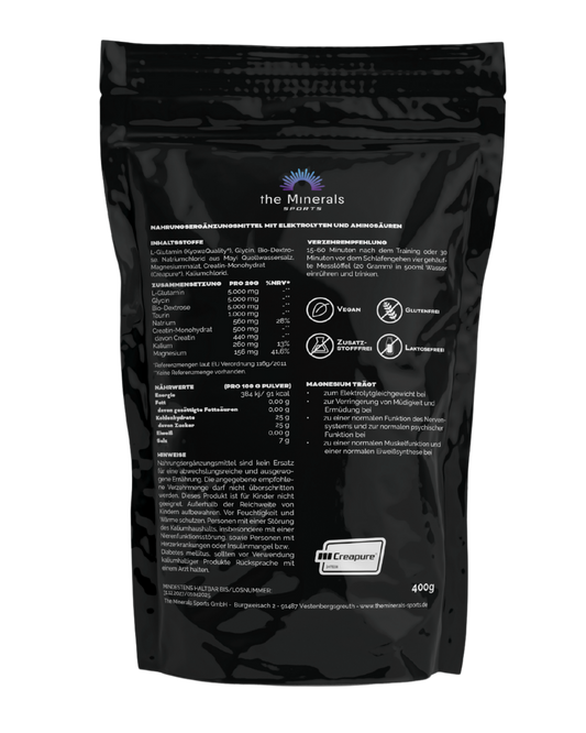 Regenerations Mischung - Elektrolyte mit Glycin, Taurin & L-Glutamin für Sportler und Athleten 400g