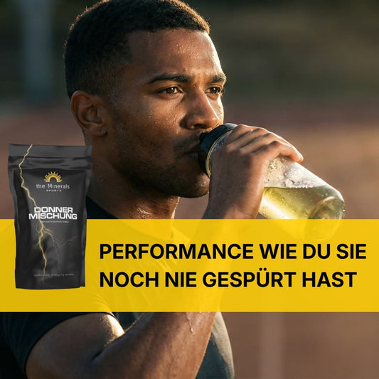 Sportler trinkt Donner Mischung - Performance wie du sie noch nie gespürt hast - The Minerals Sports