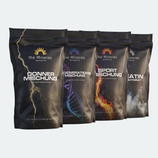 Premium Bundle: Donner Mischung + Regenerations Mischung + Sport Mischung + Creatin Creapure - The Minerals Sports