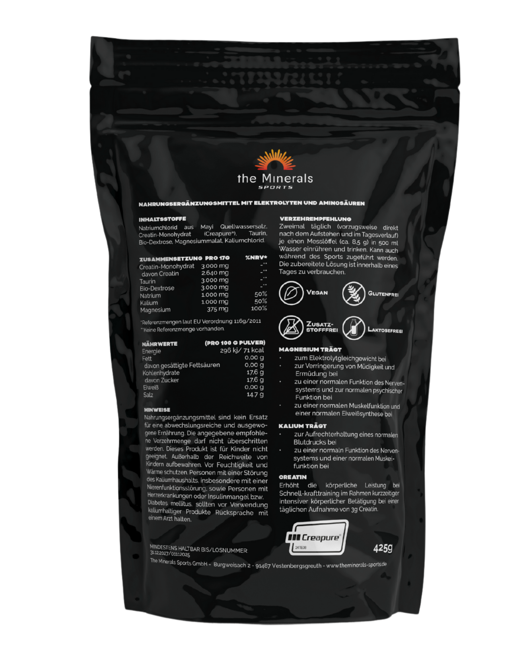 Sport Mischung - Elektrolyte mit Creapure® & Taurin für Sportler und Athleten 425g