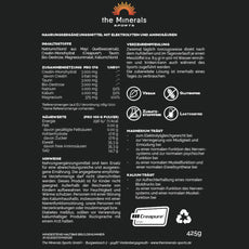 Nährwerttabelle Sport Mischung – Tägliche Elektrolyte mit Creapure® Creatin, Magnesium und Natrium – The Minerals Sports