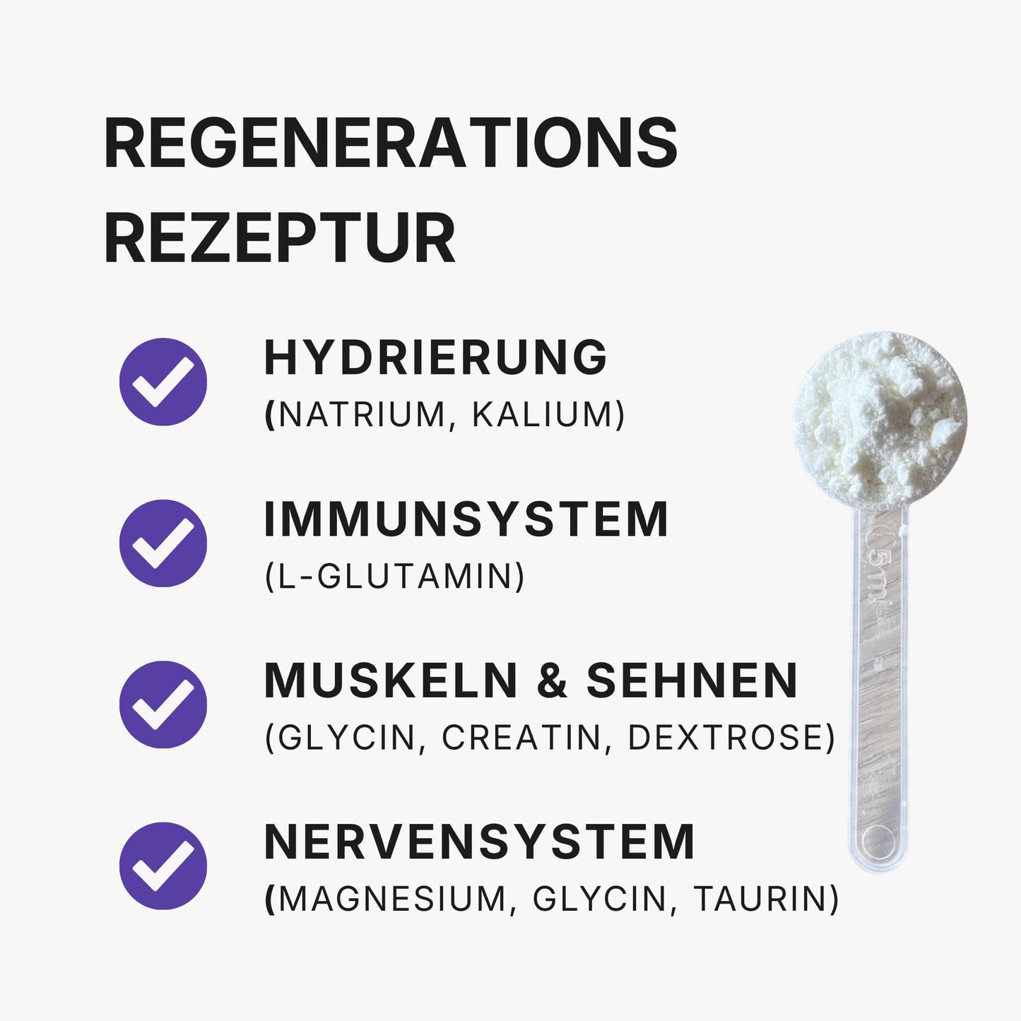 Magnesium, Glycin und Glutamin in Regenerations Mischung