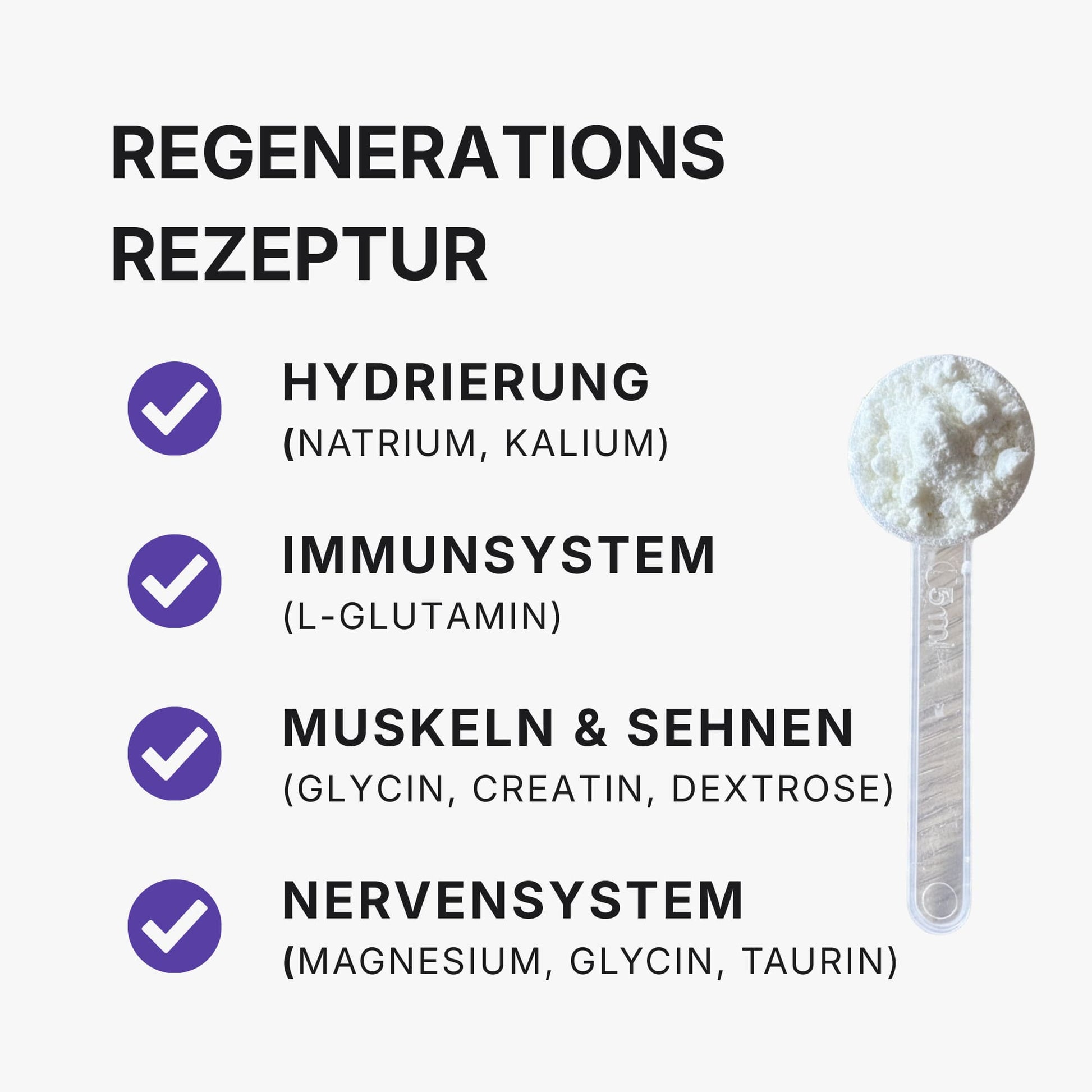 Magnesium, Glycin und Glutamin in Regenerations Mischung